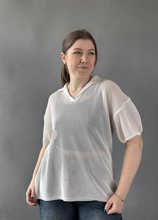 Футболка жіноча трикотаж сітка білий l(р) арт.622915 white (l) туреччина