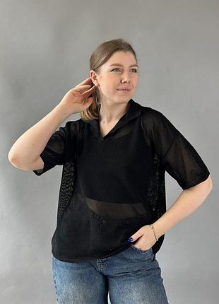 Футболка жіноча трикотаж сітка чорний s(р) арт.622915 black (s) туреччина