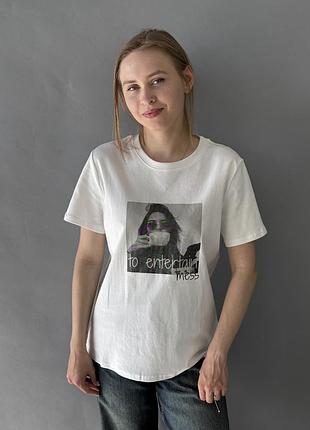 Футболка жіноча трикотаж білий one size (44-48)(р) арт.zd105 white (китай)