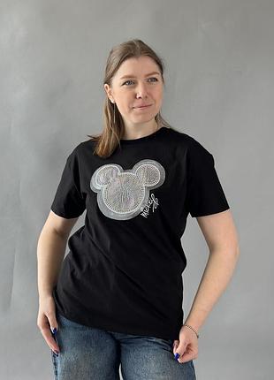 Футболка женская трикотаж черный m(р) арт.622868 black (m) турция