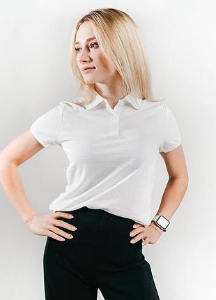 Футболка поло жіноча біла преміум premium polo lady-fit fruit of the loom,s