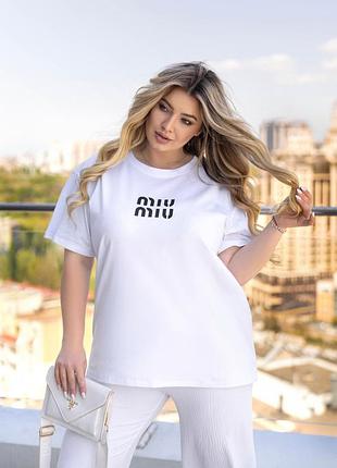 Жіноча футболка оверсайз з принтом "miu" | батал