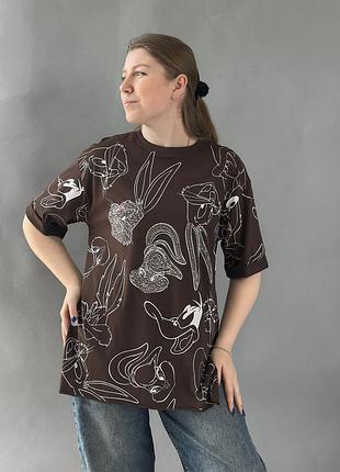 Футболка жіноча трикотаж коричневий s(р) арт.622871 brown (s) туреччина