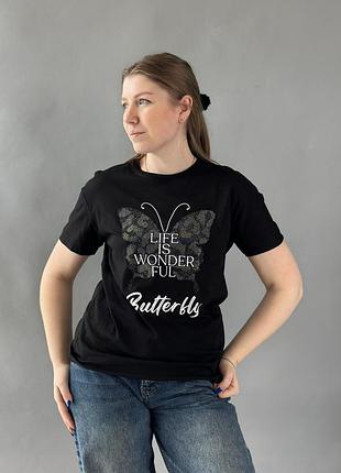 Футболка жіноча трикотаж чорний l(р) арт.622840 black (l) туреччина