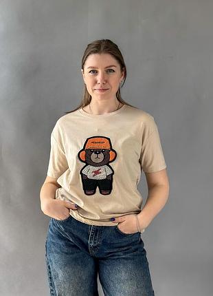 Футболка жіноча трикотаж бежевий s(р) арт.622841 beige (s) туреччина