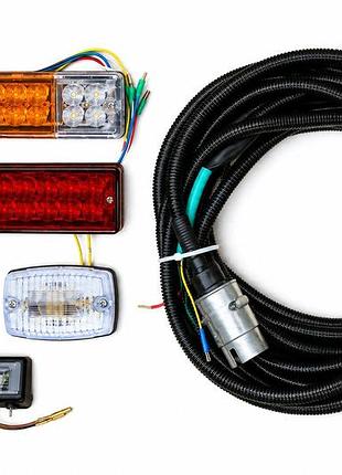 Комплект проводки прицепа 3.7 м с led фонарями, led подсветкой номера и передними led габаритами