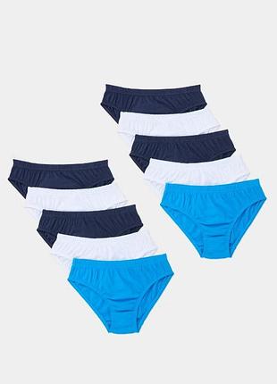Труси плавки бріфи matalan для хлопчика, комплект 10 штук, блакитні, сині, білі, розмір 140-146