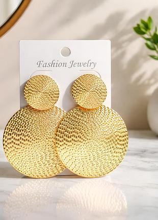 Великі золоті сережки диски textured ✨💛