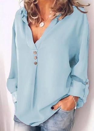 Свободная голубая рубашка, 46-48, l/xl