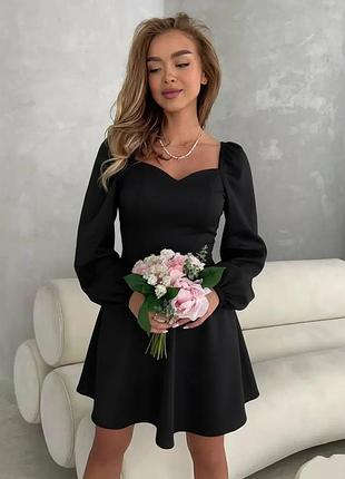 Женское романтическое коктейльное платье с длинным рукавом, черное