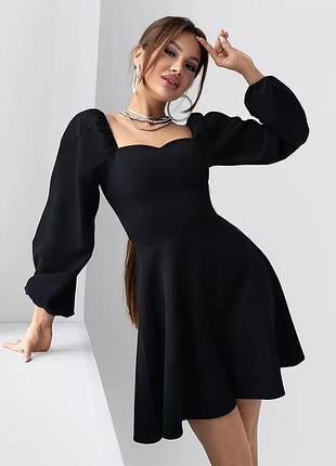 Стильное коктейльное женское платье с длинным рукавом, черное l
