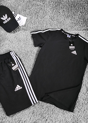 Літній чоловічий комплект adidas футболка + шорти