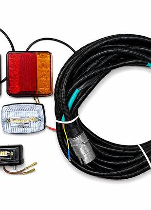 Комплект проводки прицепа 3.7 м с led фонарями, led подсветка номера и передними led габаритами
