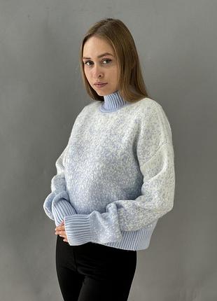 Светр жіночий трикотаж блакитний арт.75112 blue one size (42-46)(р) туреччина