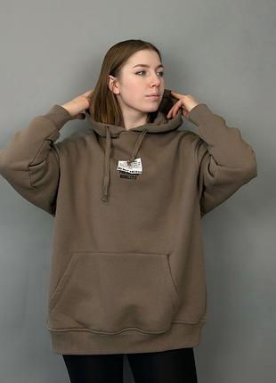 Худі жіночий трикотаж на флісі т.бежевий арт.400349 d.beige one size (48-54)(р) туреччина