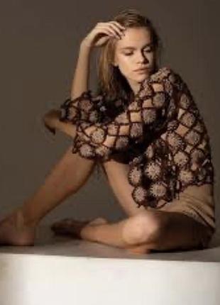 Лімітована колекція! ажурний укорочений кроше-топ zara (crochet top)
