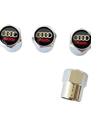 Ковпачки на ніпель хромовані з логотипом audi з кільцями