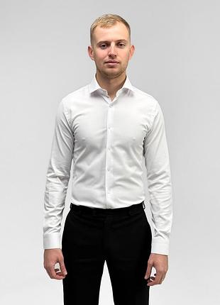 Белая мужская рубашка приталенная xl