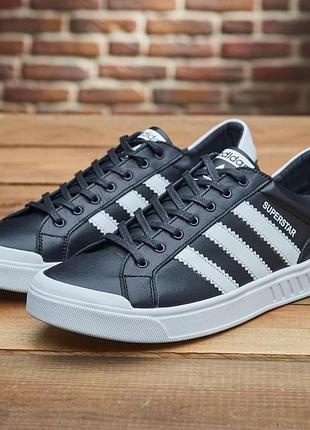 Мужские кожаные кеды adidas, мужские легкие кроссовки, мужские стильные кеды адидас 43