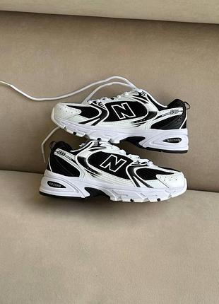 Бело-чёрные кроссовки нью беланс 530 унисекс new balance 530 black white 45