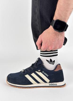 🐻 чоловічі кросівки adidas cl dark navy beige