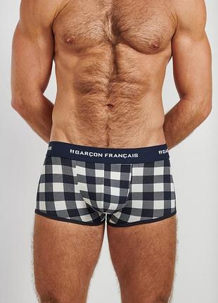 Труси боксери garcon francais shorty18buc комфортна чоловіча білизна s синій у клітку (zik0000018768)