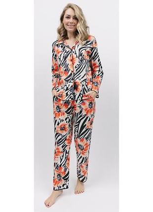 Пижама женская cyberjammies nicole 9771-9772 10/s черный с цветочным принтом (5051877458970)