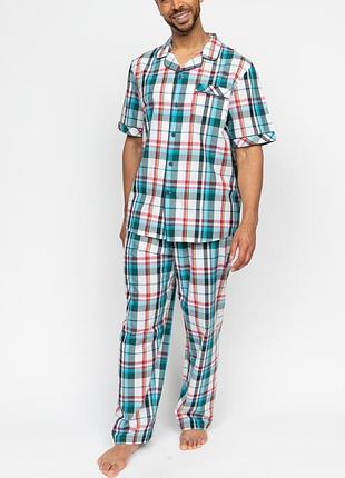 Пижама мужская cyberjammies theo 3100-3101 m зеленый в клетку (5051877573499)