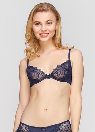 Бюстгальтер pretty polly josephine es080 синий слинг с вышитым кружевом на косточках элегантное белье 70c navy (5053014724030)