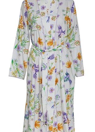 Халат женский nora rose lorelei 1923 20/3xl кремовый с принтом колибри (5051877485747)
