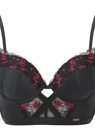Бюстгальтер gossard satine 16401 премиальный изящный удлиненный английского бренда 75b black/red (5050301475502)
