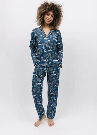 Пижама женская cyberjammies fawn 9824-9825 22/4xl синяя с принтом (5051877464681)