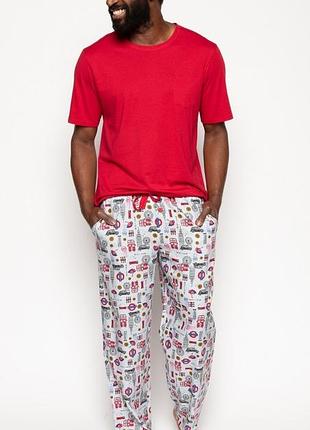Піжама чоловіча cyberjammies windsor 6756-6754 m червоний із принтом лондона (5051877416550)