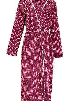 Халат жіночий nora rose katherine 1619 18/2xl бордовий з точковим принтом у ялинку (5051877390096)