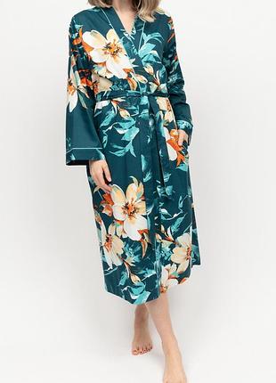 Халат женский cyberjammies goldie 0451 20/3xl зеленый с цветочным принтом (5051877523777)