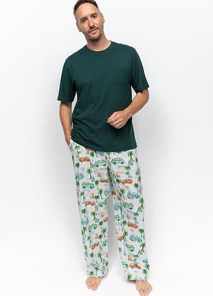 Пижама мужская cyberjammies bodhi 6995-6993 xl зеленая с принтом кемпера (5051877483910)