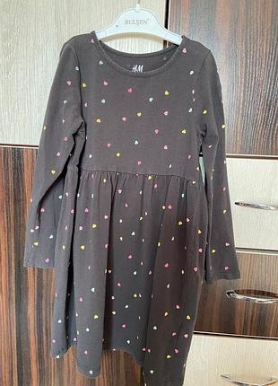 Платье h&amp;m для девочки | Черное платье в сердечки