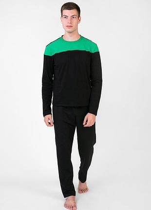 Пижама мужская homewear mad 36376 трикотажная натуральная домашний комфорт xl noir/vert (3700465536736)