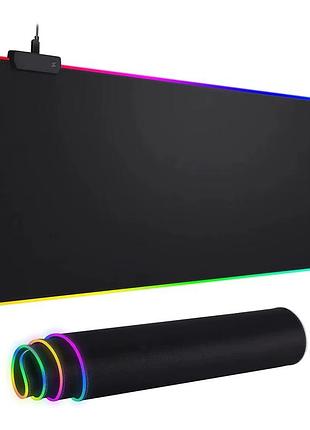 Игровая поверхность rgb 800 x 300 x 2 мм коврик для пк с подсветкой black