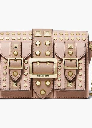 Urbanshop com ua сумка женская michael kors hayden medium studded two-tone saffiano leather messenger bag beige