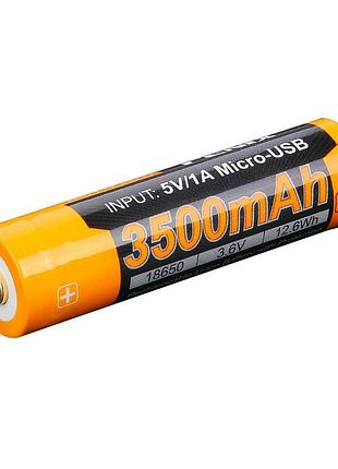 Акумулятор 18650 fenix 3500 mah li-ion заряджання micro usb (arb-l18-3500u)