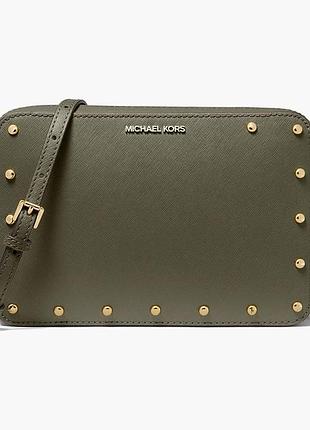 Urbanshop com ua сумка женская michael kors sandrine studded saffiano leather crossbody bag olive 38s8cd1c3l-olive-64308 размеры