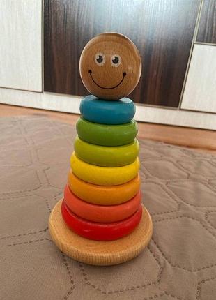 Деревянная пирамидка радуга / развивающая игрушка