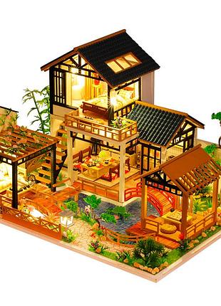 3d румбокс diy house p018-b японский дом с садом сборный конструктор для детей с подсветкой 12шт
