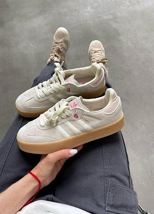 Женские бежевые кроссовки adidas samba rose valentine's day beige x самба 40
