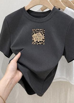 Футболка женская с принтом хлопок кулир oversize базовая турция белая черная розовая большие размеры графітовий, 46/48