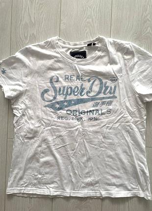 Біла жіноча футболка superdry "real originals" — розмір l (m / oversize)