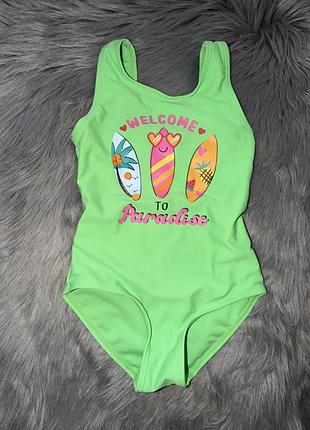 Ідеальний стильний яскравий купальник з малюнком на дівчинку 4/5р primark