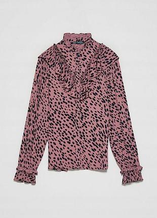 Вискозная рубашка блуза zara с животным принтом