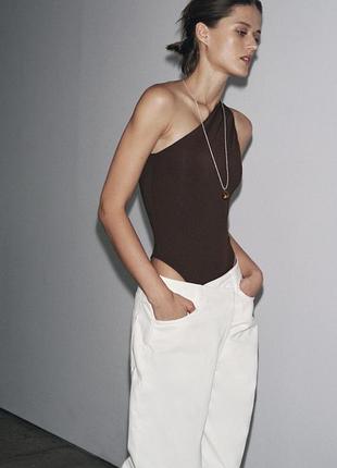 Асиметричне чорне коричневе боді zara